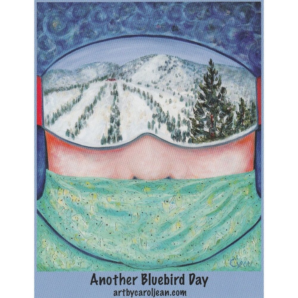 Another Bluebird Day Snowboard Ski Steamboat Springs Co Carol Jean 4x5 Art Card